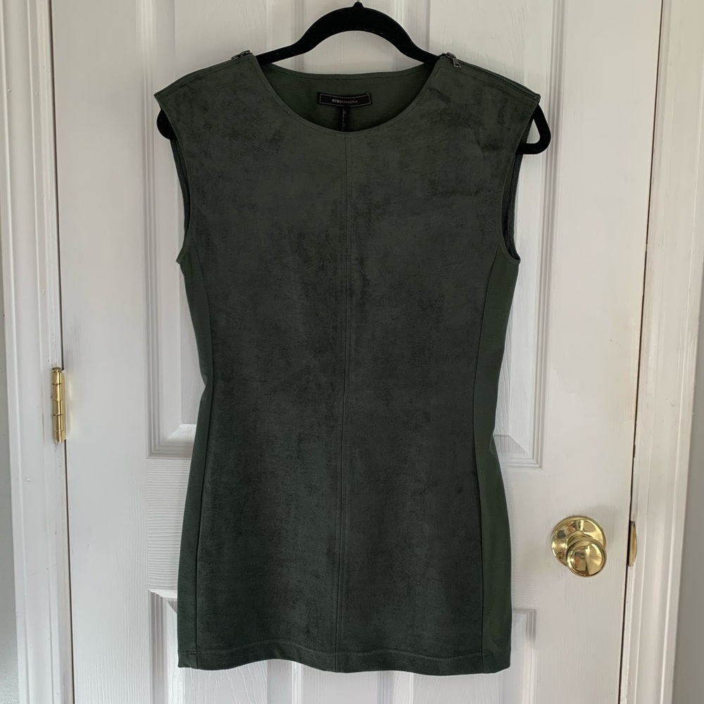 BCBG green suede dress